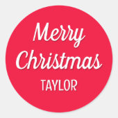 Schattigee Kerst Custom Kinder Naam Typografie Roo Ronde Sticker (Voorkant)
