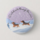 Schattigee kerst Dachshunds Sneeuwworstenhonden Do Ronde Button 5,7 Cm (Voorkant)