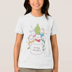 Schattigee kerst dier vrienden Kerst Feestdagen Tri-Blend Shirt