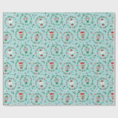 Schattigee Kerst Dierenkransen blauw Cadeaupapier (Vlak)