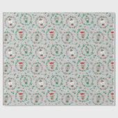 Schattigee kerst dierlijke kransen grijs cadeaupapier (Vlak)