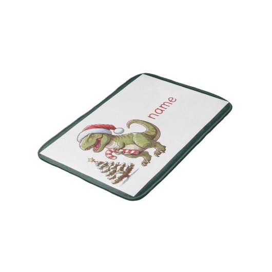 Schattigee kerst dinosaurus badmat (Gekanteld)