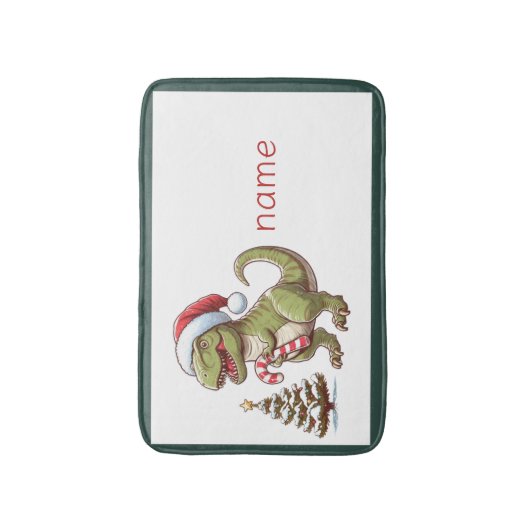 Schattigee kerst dinosaurus badmat (Voorkant Verticaal)