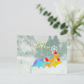 Schattigee kerst dinosaurus Briefkaart (Staand voorkant)