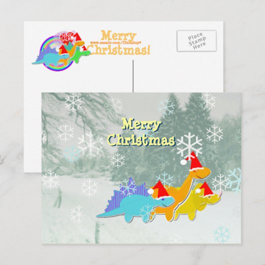 Schattigee kerst dinosaurus Briefkaart (Voorkant / Achterkant)