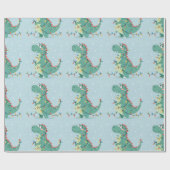 Schattigee kerst dinosaurus licht Kinder inpakpapi Cadeaupapier (Vlak)