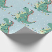 Schattigee kerst dinosaurus licht Kinder inpakpapi Cadeaupapier (Hoek)