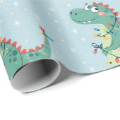 Schattigee kerst dinosaurus licht Kinder inpakpapi Cadeaupapier (Rol Hoek)