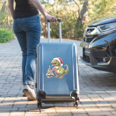 Schattigee kerst Dinosaurus met Candy Cane Sticker (Koffer Insitu)