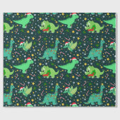 Schattigee kerst dinosaurussen cadeaupapier (Vlak)