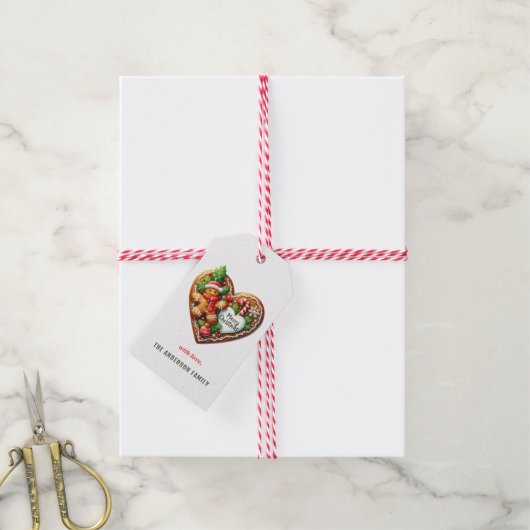 Schattigee Kerst Donut Hart Cadeaulabel (Met Touw)