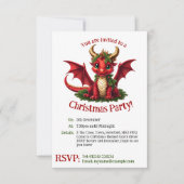 Schattigee Kerst Dragon Party Uitnodiging (Voorkant)
