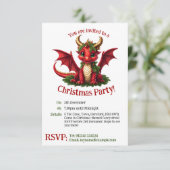 Schattigee Kerst Dragon Party Uitnodiging (Staand voorkant)