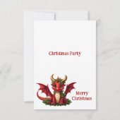 Schattigee Kerst Dragon Party Uitnodiging (Achterkant)