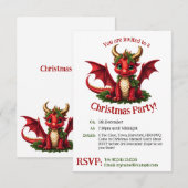 Schattigee Kerst Dragon Party Uitnodiging (Voorkant / Achterkant)