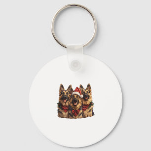 Schattigee kerst Duitse herdershonden Santa Hat Ho Sleutelhanger