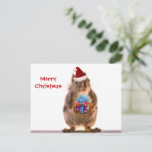 Schattigee Kerst Eekhoorn en Gift Feestdagenkaart (Staand voorkant)