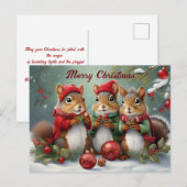 Schattigee kerst eekhoorns charmant briefkaart (Voorkant / Achterkant)