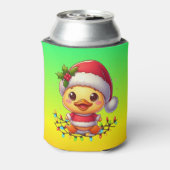 Schattigee Kerst Eend Cartoon Santa-68362 Blikjeskoeler (Blikje Achterkant)