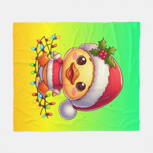 Schattigee Kerst Eend Cartoon Santa-68362 Fleece Deken (Voorkant (Horizontaal))