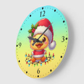 Schattigee Kerst Eend Cartoon Santa-68362 Grote Klok (Hoek)