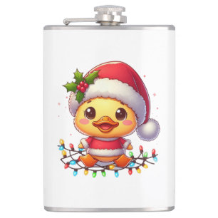Schattigee Kerst Eend Cartoon Santa-68362 Heupfles