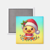 Schattigee Kerst Eend Cartoon Santa-68362 Magneet (Voorkant / Achterkant)