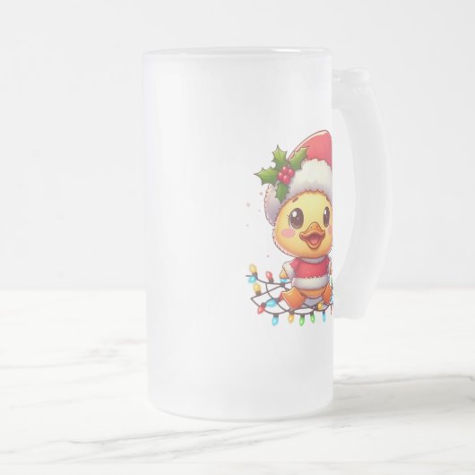 Schattigee Kerst Eend Cartoon Santa-68362 Matglas Bierpul (Voorkant rechts)