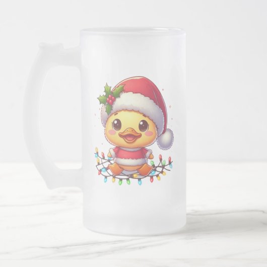 Schattigee Kerst Eend Cartoon Santa-68362 Matglas Bierpul (Links)