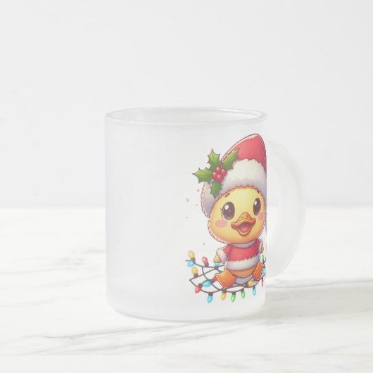 Schattigee Kerst Eend Cartoon Santa-68362 Matglas Koffiemok (Voorkant rechts)