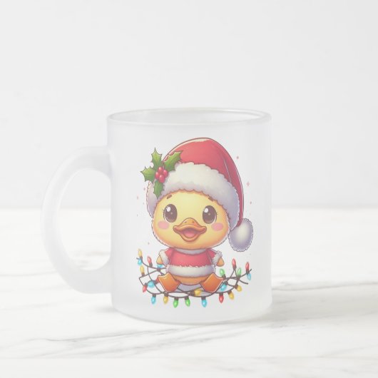 Schattigee Kerst Eend Cartoon Santa-68362 Matglas Koffiemok (Links)