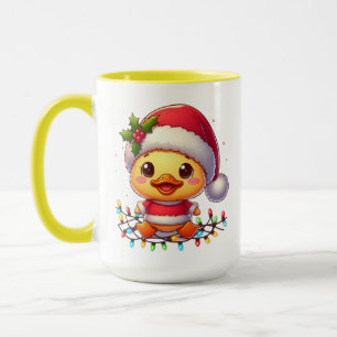 Schattigee Kerst Eend Cartoon Santa-68362 Mok