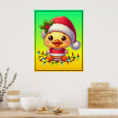 Schattigee Kerst Eend Cartoon Santa-68362 Poster (Keuken)