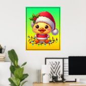 Schattigee Kerst Eend Cartoon Santa-68362 Poster (Thuiskantoor)