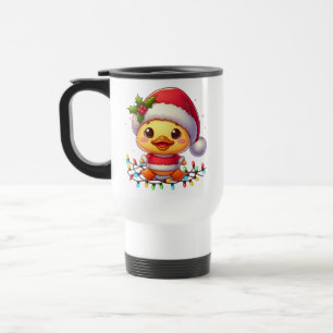 Schattigee Kerst Eend Cartoon Santa-68362 Reisbeker