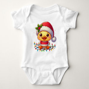 Schattigee Kerst Eend Cartoon Santa-68362 Romper