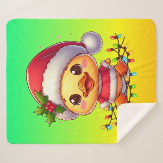 Schattigee Kerst Eend Cartoon Santa-68362 Sherpa Deken (Voorkant (horizontaal))