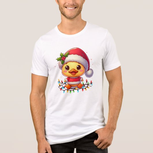 Schattigee Kerst Eend Cartoon Santa-68362 Tri-Blend Shirt (Voorkant)