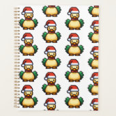 Schattigee Kerst Eend in Santa hat Pixel kunst Planner (Voorkant)