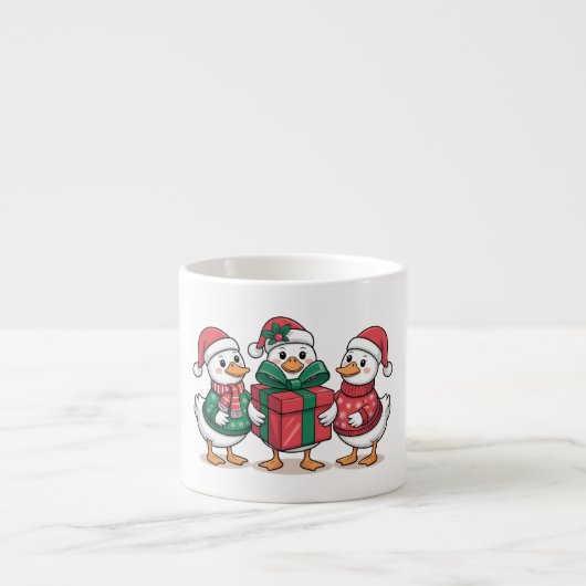 Schattigee Kerst Eenden Cartoon Art-68105 Espresso Kop (Voorkant)