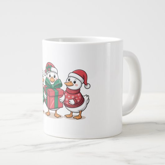 Schattigee Kerst Eenden Cartoon Art-68105 Grote Koffiekop (Voorkant rechts)