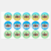 Schattigee Kerst Eenden Cartoon Art-68105 Labels (Vel)