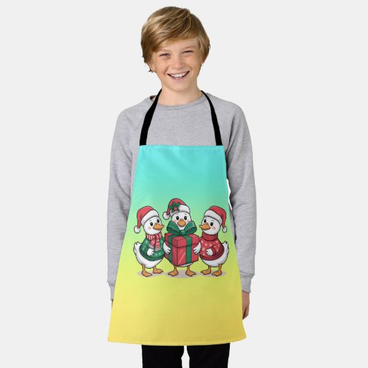 Schattigee Kerst Eenden Cartoon Art-68105 Schort (Gedragen)