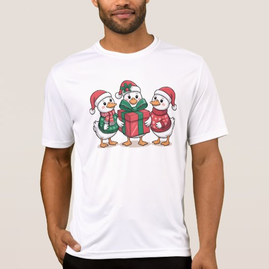 Schattigee Kerst Eenden Cartoon Art-68105 T-shirt (Voorkant)
