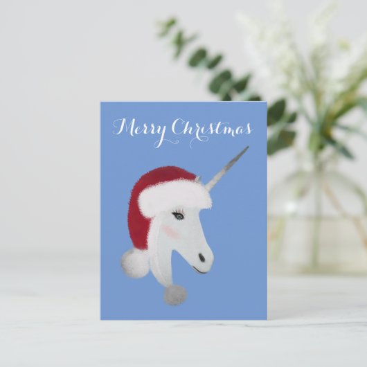 Schattigee Kerst Eenhoorn Magische Vakantie Briefkaart (Staand voorkant)