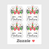 Schattigee Kerst Eenhoorn Stickers met aangepaste  (Vel)