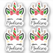 Schattigee Kerst Eenhoorn Stickers met aangepaste  (Voorkant)