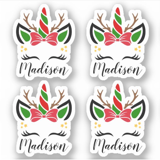 Schattigee Kerst Eenhoorn Stickers met aangepaste  (Voorkant)