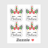 Schattigee Kerst Eenhoorn Stickers met aangepaste  (Vel)