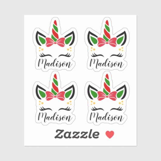 Schattigee Kerst Eenhoorn Stickers met aangepaste (Vel)